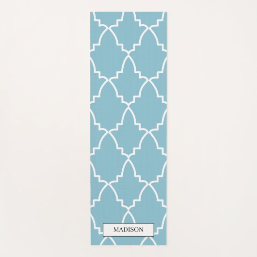 Custom Light Blue marokkanische Gittermuster Yogamatte (Vorderseite)