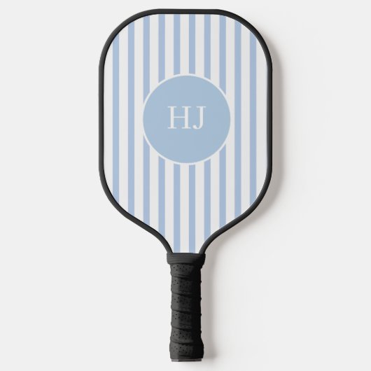 Custom Light Blue Stripe with Initials Pickleball Schläger (Vorderseite)