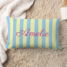 Custom Light Blue, Yellow & Pink Striped  Lendenkissen