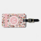 Custom Light Dark Baby Pink Paisley Pattern Gepäckanhänger (Vorderseite horizontal)