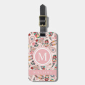 Custom Light Dark Baby Pink Paisley Pattern Gepäckanhänger (Vorderseite vertikal)