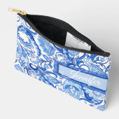 Custom Light Dark Blue White Floral Paisley Art Zubehörtasche (Offen)