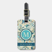 Custom Light Dark Blue White Paisley Muster Gepäckanhänger (Vorderseite vertikal)