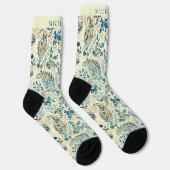 Custom Light Dark Blue White Paisley Muster Socken (Rechts)
