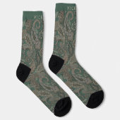 Custom Light Dunkel Green Grey Paisley Pattern Socken (Rechts)