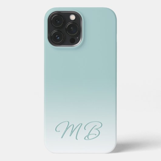 Custom Light Elegant Seafoam Mint Green Monogram iPhone Hülle (Rückseite)