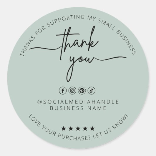 Custom Light Green Aufkleber Danke Label (Vorderseite)