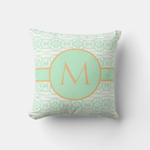 Custom Light Green & White Monogram Kissen