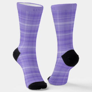 Custom Light Lavender Dark Purple Checkered Socken