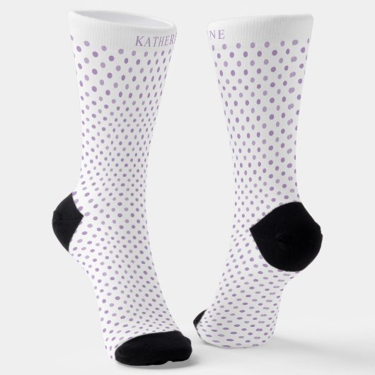Custom Light Lavender Purple White Dot Design Socken (Gewinkelt)