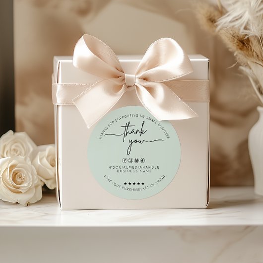 Custom Light Minze Aufkleber Danke Label