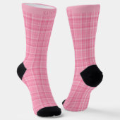Custom Light Pink Dark Rose Checkered Pattern Socken (Gewinkelt)