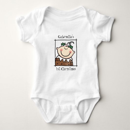 Custom Light Skin Tone Baby's First Christmas Baby Strampler (Vorderseite)