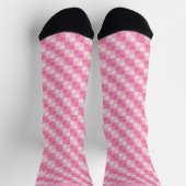 Custom Light Soft Pastel Pink White Checkered Socken (Oben)