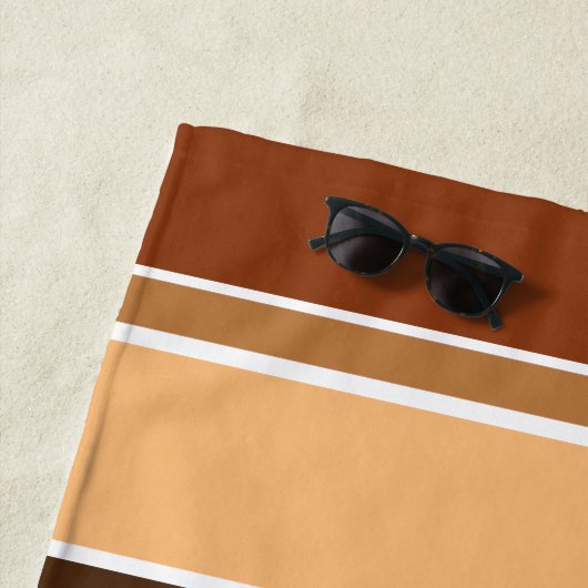 Custom Light Tan Coral Red Dunkel Brown Streifen Strandtuch (Beispiel)