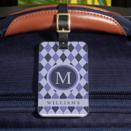 Custom Light Violet Dark Lila Blue Raute Patter Gepäckanhänger