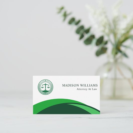 Custom Light White Dunkel Green Legal Office Visitenkarte (Stehend Vorderseite)