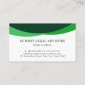 Custom Light White Dunkel Green Legal Office Visitenkarte (Rückseite)