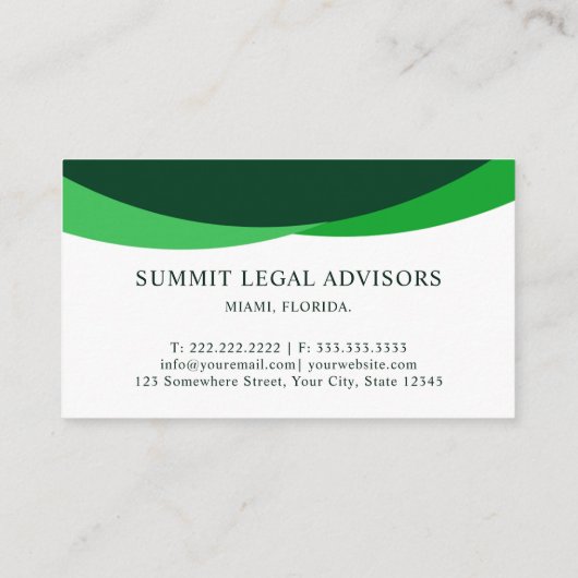 Custom Light White Dunkel Green Legal Office Visitenkarte (Rückseite)