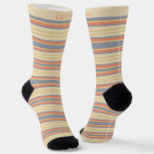 Custom Light Yellow Dark Orange Grey Stripes Socken (Gewinkelt)