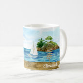 Custom Lighthouse Palm Tree Beach nautical Kaffeetasse (VorderseiteRechts)