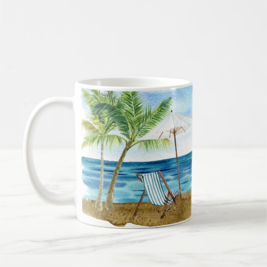 Custom Lighthouse Palm Tree Beach nautical Kaffeetasse (Links)