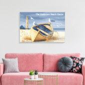 Custom Lighthouse Rowboat Coastal Beach House Leinwanddruck (Insitu (Wohnzimmer))