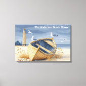 Custom Lighthouse Rowboat Coastal Beach House Leinwanddruck (Vorderseite)
