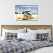 Custom Lighthouse Rowboat Coastal Beach House Leinwanddruck (Insitu (Schlafzimmer))