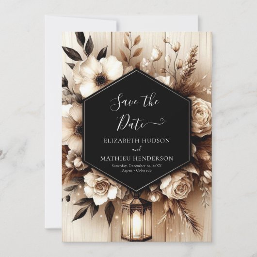 Custom Lights Rustic Wedding Save The Date (Vorderseite)