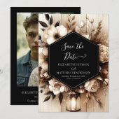 Custom Lights Rustic Wedding Save The Date (Vorne/Hinten)