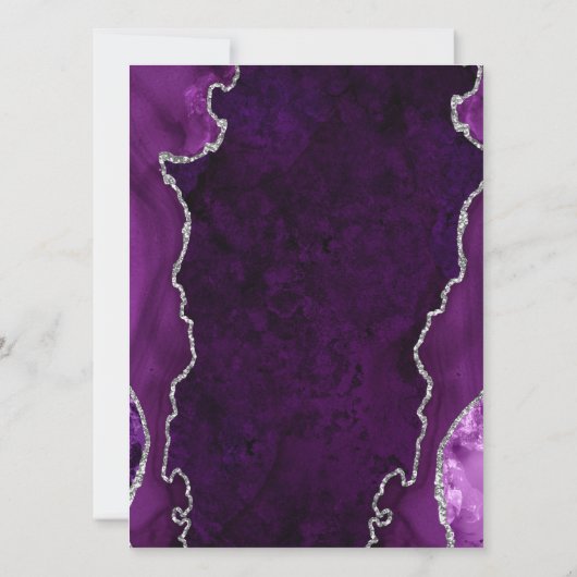 Custom Lila Agate Silver Glitzer Wedding Einladung (Rückseite)