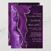Custom Lila Agate Silver Glitzer Wedding Einladung (Vorne/Hinten)
