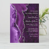 Custom Lila Agate Silver Glitzer Wedding Einladung (Stehend Vorderseite)