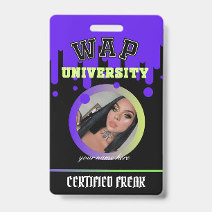 Custom Lila and Green WAP ID Freak von Cardi B Ausweis
