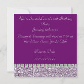 CUSTOM LILA BLING Geburtstagsparty Einladung (Rückseite)