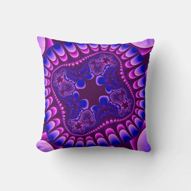 Custom Lila Blue Blume Throw Pillow Kissen (Vorderseite)