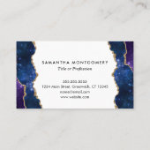 Custom Lila Blue Gold Vones Agate Beruflich Visitenkarte (Rückseite)