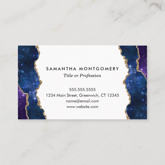 Custom Lila Blue Gold Vones Agate Beruflich Visitenkarte (Rückseite)