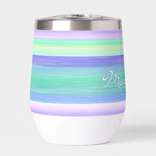 Custom Lila Blue Pink Minze Green Stripes Art (Vorderseite)
