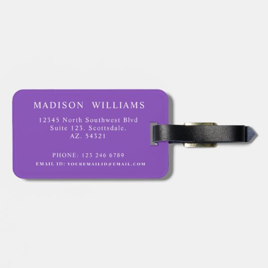 Custom Lila Blue Pink Paisley Pattern Gepäckanhänger (Rückseite horizontal)