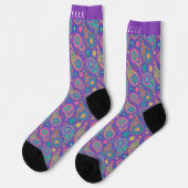 Custom Lila Blue Pink Paisley Pattern Socken (Linkes Detail)