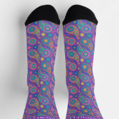 Custom Lila Blue Pink Paisley Pattern Socken (Oben)