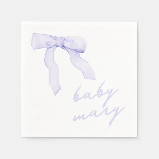 Custom Lila Bow Baby Dusche Napkins Serviette (Vorderseite)