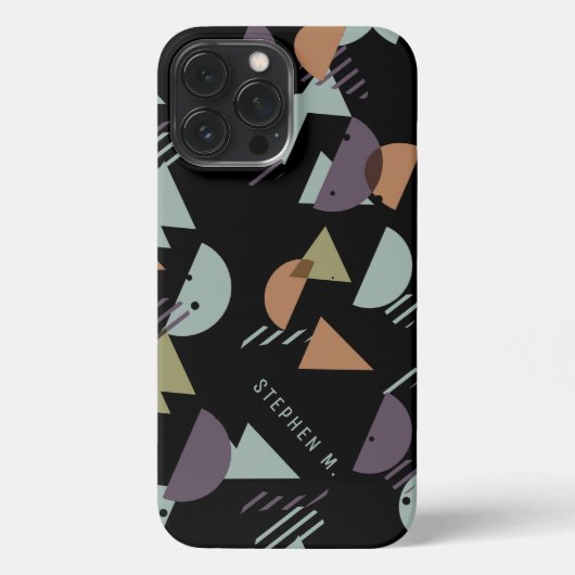 Custom Lila Brown Green Orange Black Mosaik Art iPhone Hülle (Rückseite)