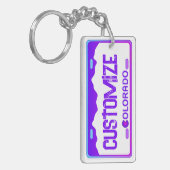 Custom lila Colorado Nummernschild Schlüsselanhäng Schlüsselanhänger (Vorderseite links)