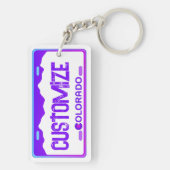 Custom lila Colorado Nummernschild Schlüsselanhäng Schlüsselanhänger (Rückseite)