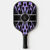 Custom Lila Flame Metallic Personalisiert Pickleball Schläger (Vorderseite)
