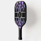 Custom Lila Flame Metallic Personalisiert Pickleball Schläger (Links)