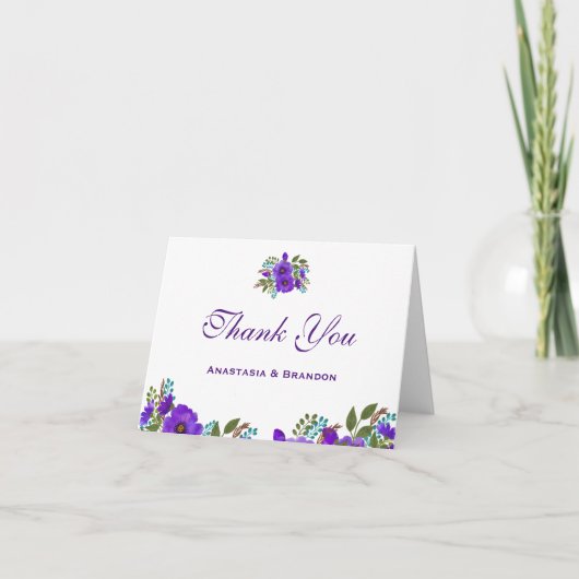 Custom Lila Floral Dankeschön Card Dankeskarte (Vorderseite)